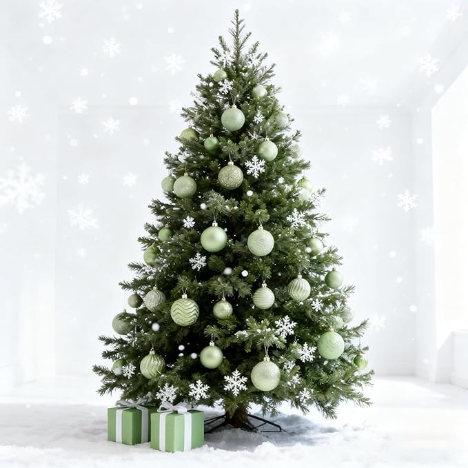 LANGXUN 36pcs Light Green Christmas Tree Decorations Balls, Bolas De Navidad, 2025 Christmas Decor, Indoor Outdoor Shatterproof Christmas Ornaments, Xmars Party Wedding Suppiles