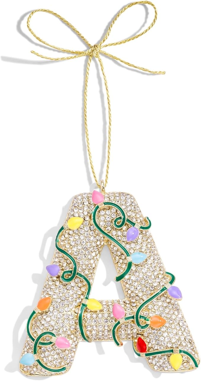 2025 Christmas Initial Ornaments,Letter A Ornaments for Xmas Tree,Hanging Christmas Ornament Gift for Mother Friends Sister Wife Grandma Women Men