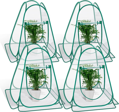 Pop Up Greenhouse Cover, Mini Greenhouse PVC Gardening Plant 4-Pack, Portable Small Green House for Indoor Outdoor, Sunshine Room Backyard Flow