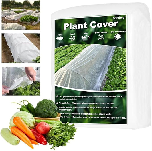 Plant Covers Freeze Protection 10 x 50 FT 1.2oz/yd² Frost Cloth Blankets for Outdoor Plants in Winter, Floating Row Cover for Vegetable Garden