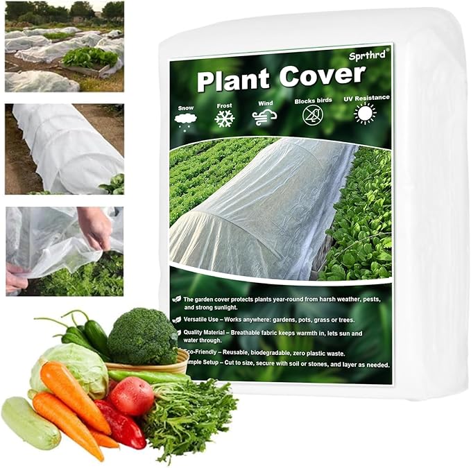 6.5x33 FT Plant Covers Freeze Protection, 1.2oz Frost Cloth Floating Row Cover for Outdoor Plants, Winter Garden Frost Blanket for Vegetables, Flowers, Shrubs, Trees