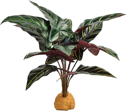 Woyrise Reptile Artificial Plants for Terrarium Decor, Amphibian Habitat Decorations Bearded Dragon Tank Accessories fit Crested Gecko Leopard Lizard Chameleon Ball Python Snake Frog - Fake Alocasia