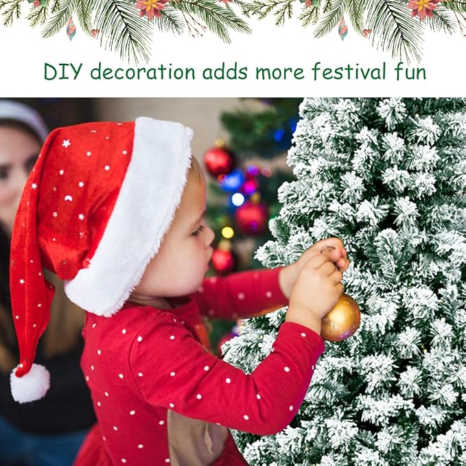 Happygrill 4.5FT Pre-lit Artificial Hinged Christmas Pine Tree Snow Flocked Christmas Tree with Solid Metal Stand Flexible Branches Traditional Festival Decoration Tree