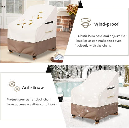 Adirondack Chair Covers Waterproof Patio Furniture Covers, 32W x 35D x 36H Inches Outdoor Chair Cover 2 Pack (Beige)