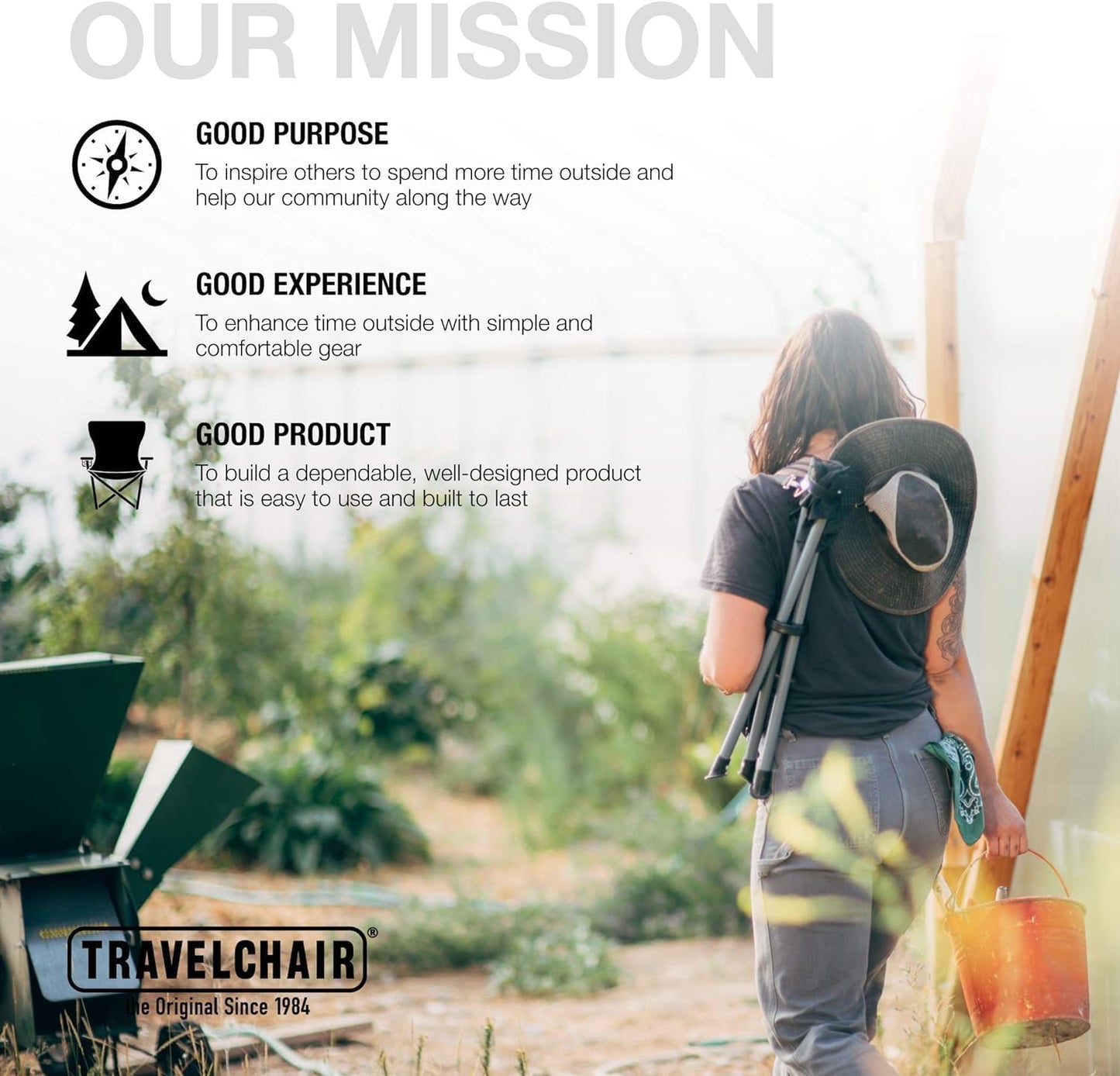 Travel Chair C-Series Slacker Tripod Chair for Camping, Lightweight Chair, Adjustable Carry Strap for Easy Transport | Outdoor Adventures Lighter Version of The Original Slacker Stool, Black - 2-Pack