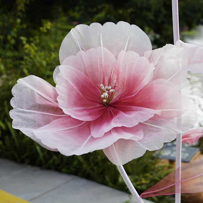 Giant Flowers for Decoration,Large Fake Flower with Standing Stems and Base,Big Artificial Flowers for Home Decor,Wedding Background Decor,Shop Window Display,Banquet,Garden Party (red)