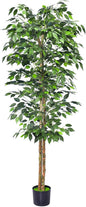 1Pack 6FT Artificial Ficus Tree with Realistic Leaves and Natural Trunk, Faux Ficus Tree with Sturdy Plastic Nursery Pot, Fake Ficus Tree for Office Home Farmhouse for Indoor Outdoor Decor