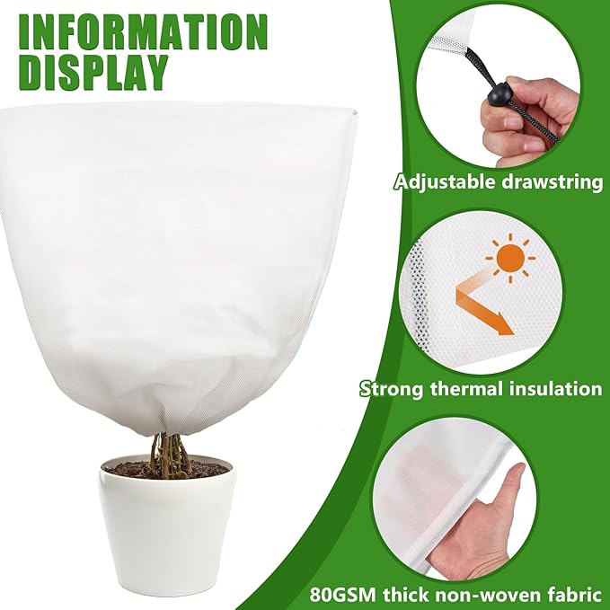 NNG 5PCS Winter Plant Covers Freeze Protection 39.4x39.4Inch Frost Blanket Shrub Covers with Zipper Drawstring Plant Protector Shrub Jacket Winter Tree Cover for Outdoor Plants, Shrub Potted Plants