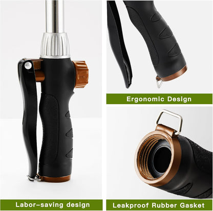 GREEN MOUNT Watering Wand, Heavy Duty Garden Hose Wand with 8 Spray Patterns, 16-Inch Hose Sprayer Nozzle with Flow Control, Ideal for Lawn and Garden Use, Bronze