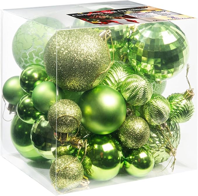 LANGXUN 36pcs Light Green Christmas Tree Decorations Balls, Bolas De Navidad, 2025 Christmas Decor, Indoor Outdoor Shatterproof Christmas Ornaments, Xmars Party Wedding Suppiles
