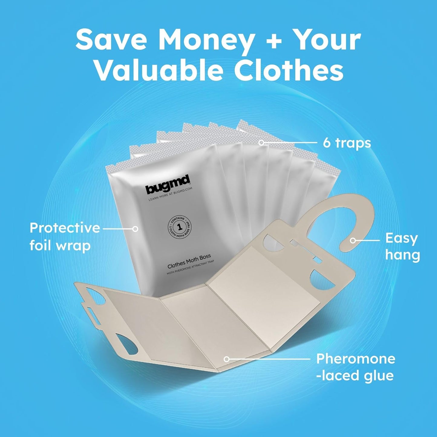 Clothes & Pantry Moth Traps (6 Count) – Sticky Glue Pheromone-Based Repellent for Closets, Cabinets & Wardrobes – Non-Toxic - Green