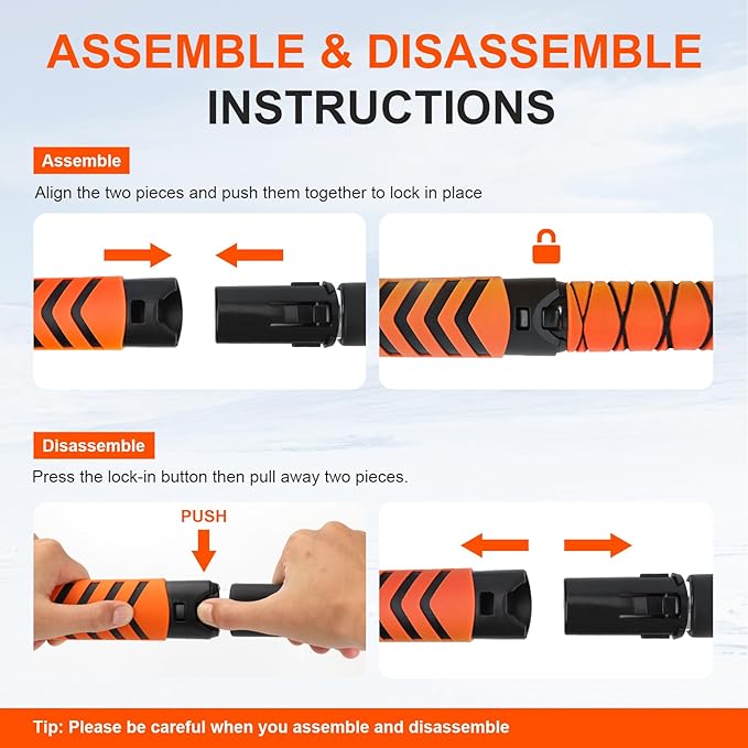 COMOWARE Extendable Snow Brush for Car, Ice Scrapers for Car Windshield Combo Kit with 270° Pivoting Head, 6-in-1 Snow Removal Tool with Snow Shovel Snow Scraper for Car, Truck, SUV, Winter Car Kit