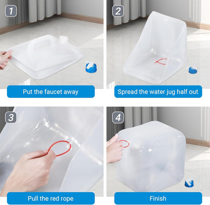 2 Pack Collapsible Water Container with Spigot, Foldable Cube Water Jugs Portable Water Storage for Outdoors Camping Hiking Disaster Preparedness & Survival Gear 1.4/2.6/4/5.3 Gallon