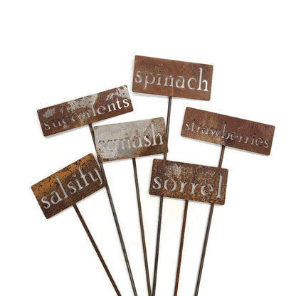 Classic Metal Garden Markers 19 Inches Tall (spearmint, Naturally Rusted)