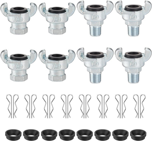 8PCS 1/2'' NPT Iron Air Hose Fitting, Universal Coupling Chicago Fitting 1/2'' for Male End, Female End