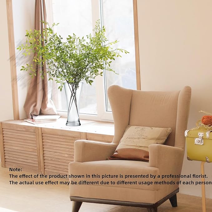 Melorca&Guilla Artificial Plants,2PCS 43.3" Green Nandina Faux Branches for Vase,Artificial Plants for Shop Garden Office Home Décor