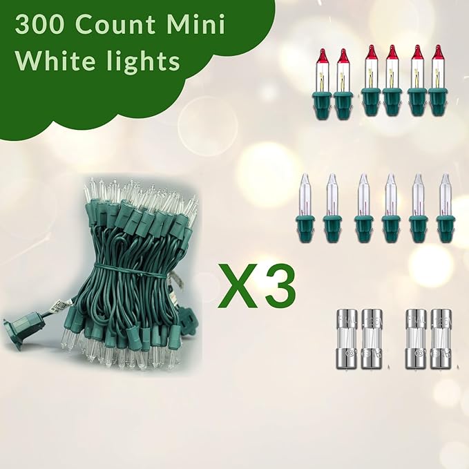 Clear Christmas Lights - 300 Count (3X100) Mini Incandescent Warm White String Lights 79.5ft UL Connectable for Indoor and Outdoor Use for Xmas Trees Festival and Fall Decor