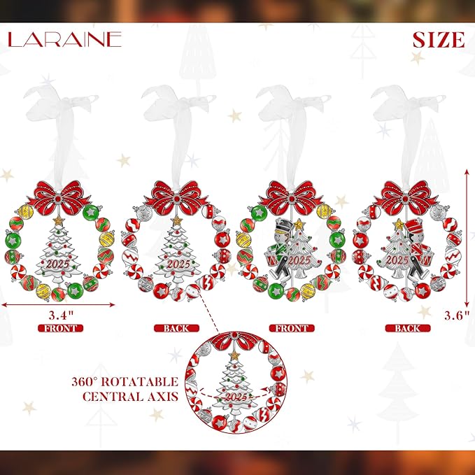 Laraine Christmas Tree Ornaments – 2 Pack - Decorative Rotation Hanging Pendant of Car Charm Holiday Keepsake Gift Home Decor (2 Pieces Set (2025))