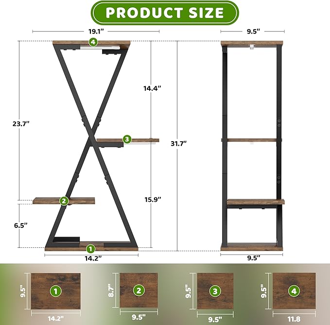 Plant Stand Indoor with Grow Lights - 2 Pack Corner Plant Shelf Indoor, 32" Tall Lighted Plant Stand for Indoor Plants, 6 Tiered Z-Shape Flower Stands Display Holder for Living Room, Decor, Black