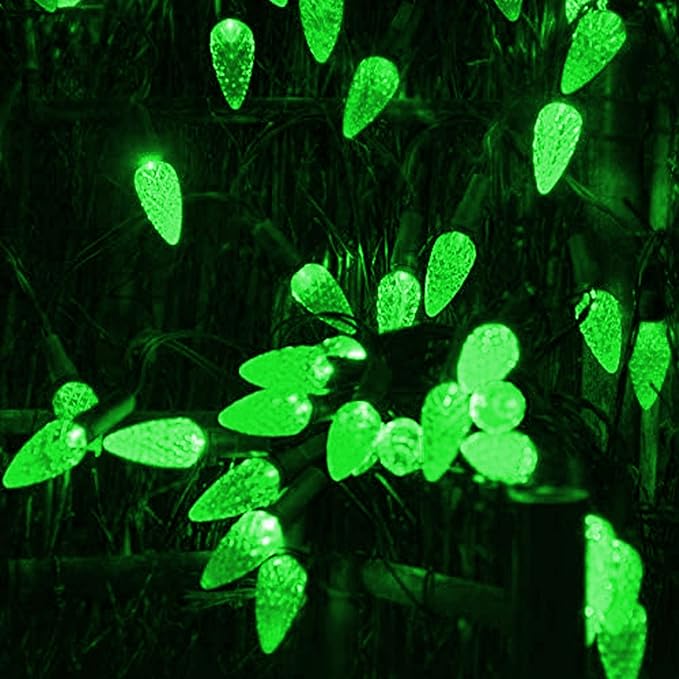 Dazzle Bright C6 Green Christmas Lights, 100 LED 33 FT Outdoor Christmas Lights Waterproof Plug in with 8 Modes for Indoor Xmas Tree Decorations