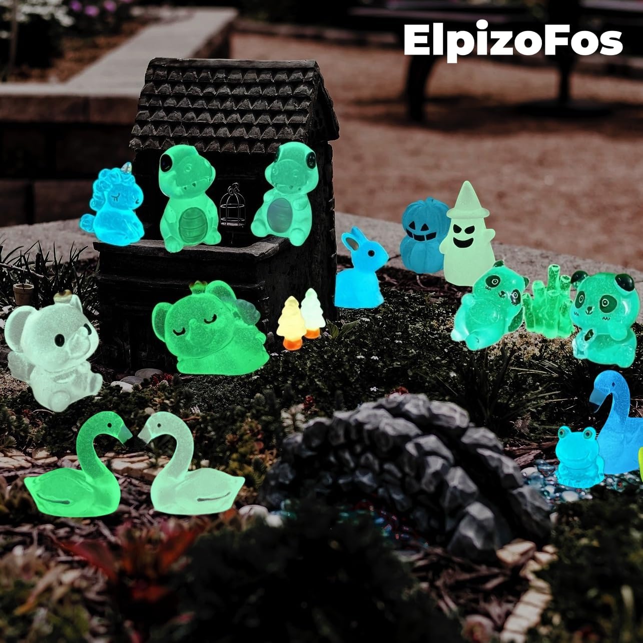 130pcs Various Luminous Mini Resin Animal Figurines Glow in The Dark Miniature Figures Ornament Fairy Garden Accessories Aquarium Landscape Bonsai Dollhouse Decor