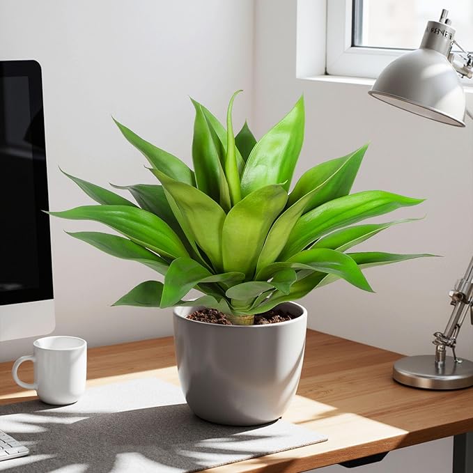 Artificial Agave Plant Fake Agave Plant Artificial Plants Outdoor Uv Resistant Artificial Fake Plants Suitable for Indoor Home Decor Outdoor Courtyard Balcony Terrace Decor 20.9'',Green,1Pcs