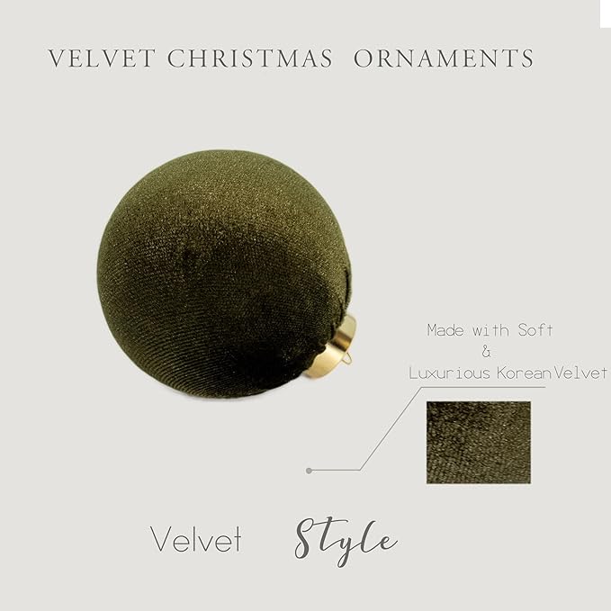 18PCS Velvet Christmas Ornaments Set – Large Matte Flocked Shatterproof Baubles for Xmas Tree Decoration, Hanging Ornaments for Holiday & Home Décor (Gold, Green, White, 3 Inch / 8 cm)
