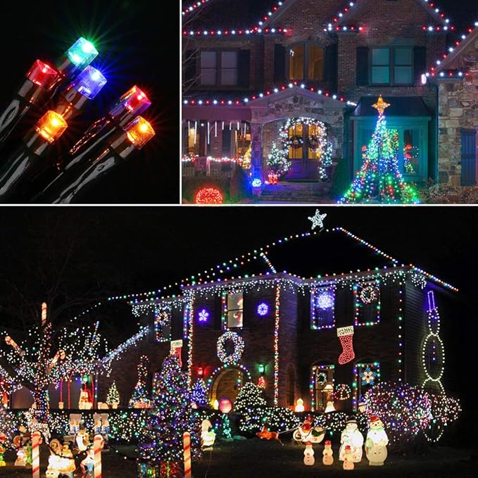 Toodour Christmas Lights Outdoor, 213ft 600 LED String Lights, Timer, Waterproof 8 Modes Outdoor Christmas String Light - Twinkle Light for Tree Home Garden Yard Wedding Party Xmas Decor(Multicolor)