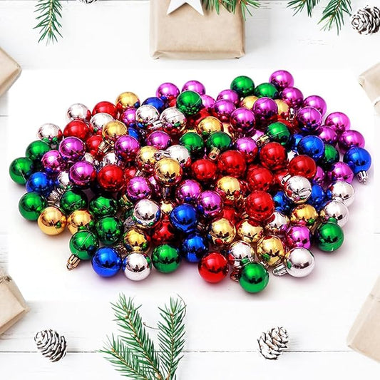144 PCS/1.18 inch Christmas Tree Ornaments, Christmas Ball Decoration Set Color Mixing（Red Green Gold Blue Rose red Silver） Christmas Ball Shatterproof Hanging Tree Ornament Set