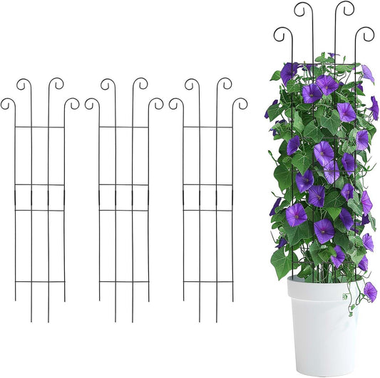 4 Pack 32 Inch Plant Trellis Outdoor Metal Trellis for Climbing Plants Indoor Garden Trellis for Climbing Plants Outdoor Wave Shape Metal Garden Trellis Houseplants Flowers Vine Ivy
