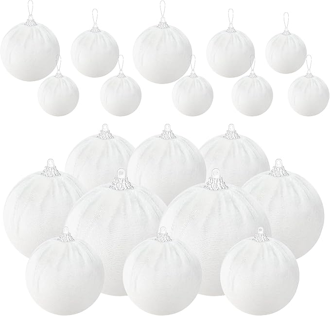 Gresorth 10 Pcs White Velvet Christmas Ball Ornaments White Ornament for Christmas Tree Fabric Hanging Balls Decor Home Fireplace