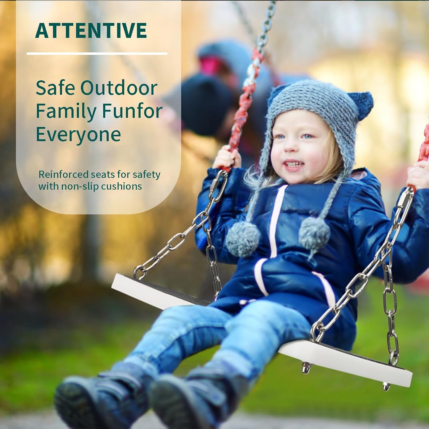 Swing Seat Accessories Heavy Duty, Non Slip Tree Swing Playground Backyard Swing Set Replacementfor Kid Indoor Outdoor, Black