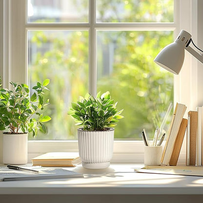 T4U 4.5 Inch Plant Pots Self Watering, 6 Pack African Violet Pots, Small Plant Pots for Plants, Small Indoor Plant Pot, Self Watering Planter for African Violet, Succulents (6 Pack 4.5" Pots, White)