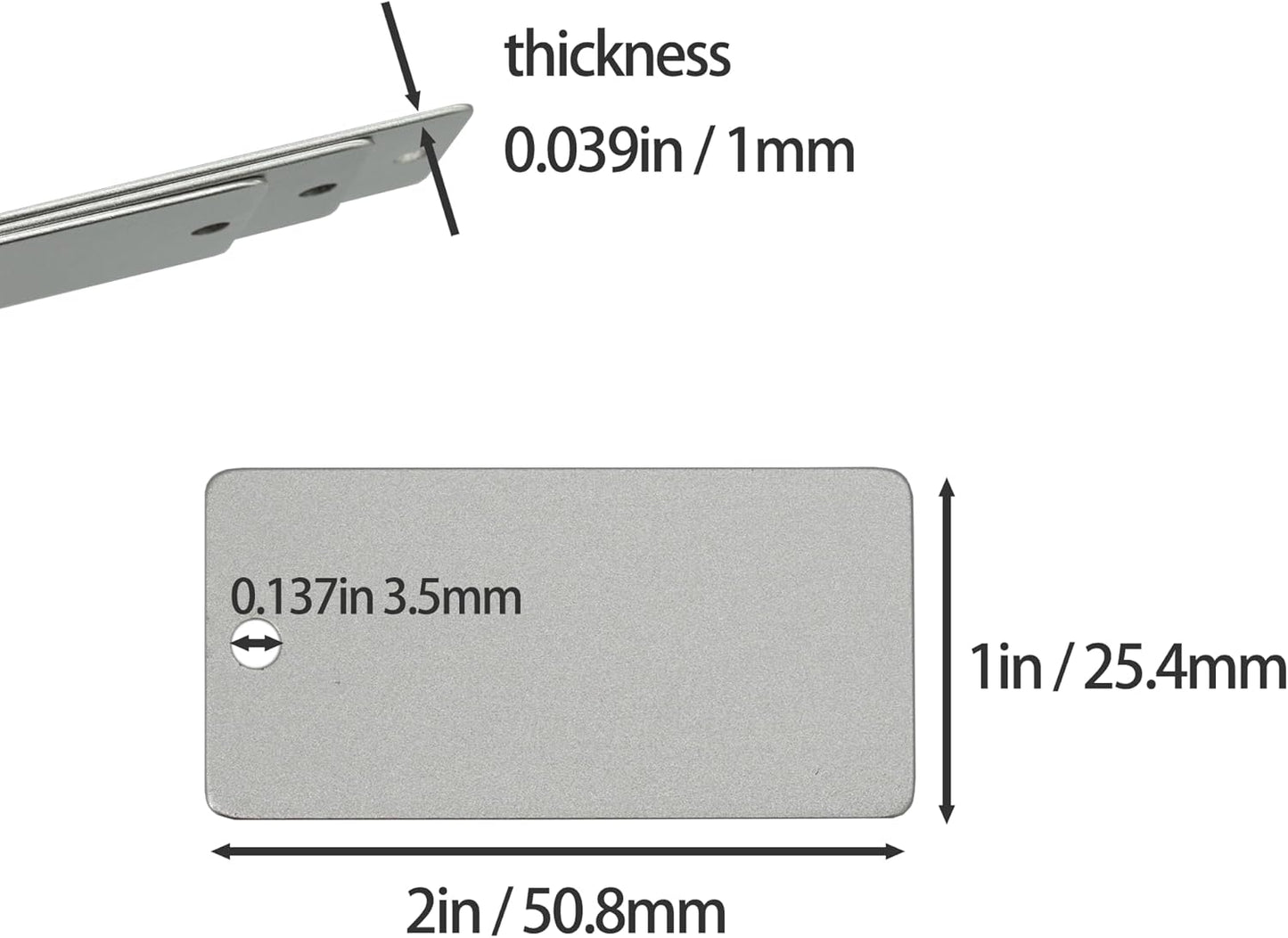 StayMax Anodized Aluminum Engraving Blanks 1x2 Inch 50 Pack (Silver)