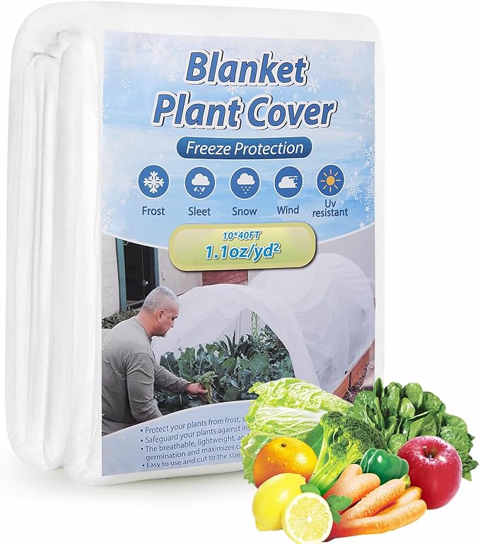 Plant Covers Freeze Protection,10 ft x 40 ft 1.1oz/yd² Thicker Floating Row Blanket Cover Fabric Plant Cloth for Winter Frost Snow and Garden Protection