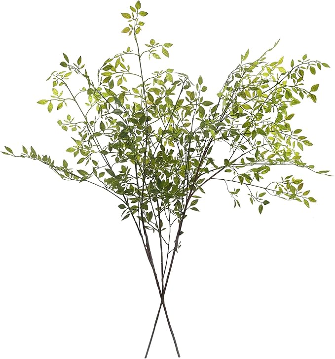 Melorca&Guilla Artificial Plants,2PCS 43.3" Green Nandina Faux Branches for Vase,Artificial Plants for Shop Garden Office Home Décor