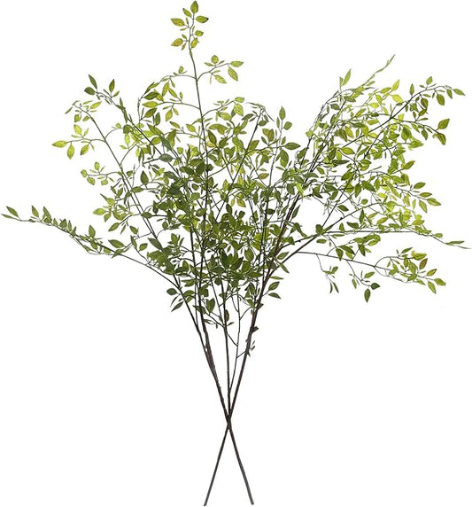 Melorca&Guilla Artificial Plants,2PCS 43.3" Green Nandina Faux Branches for Vase,Artificial Plants for Shop Garden Office Home Décor