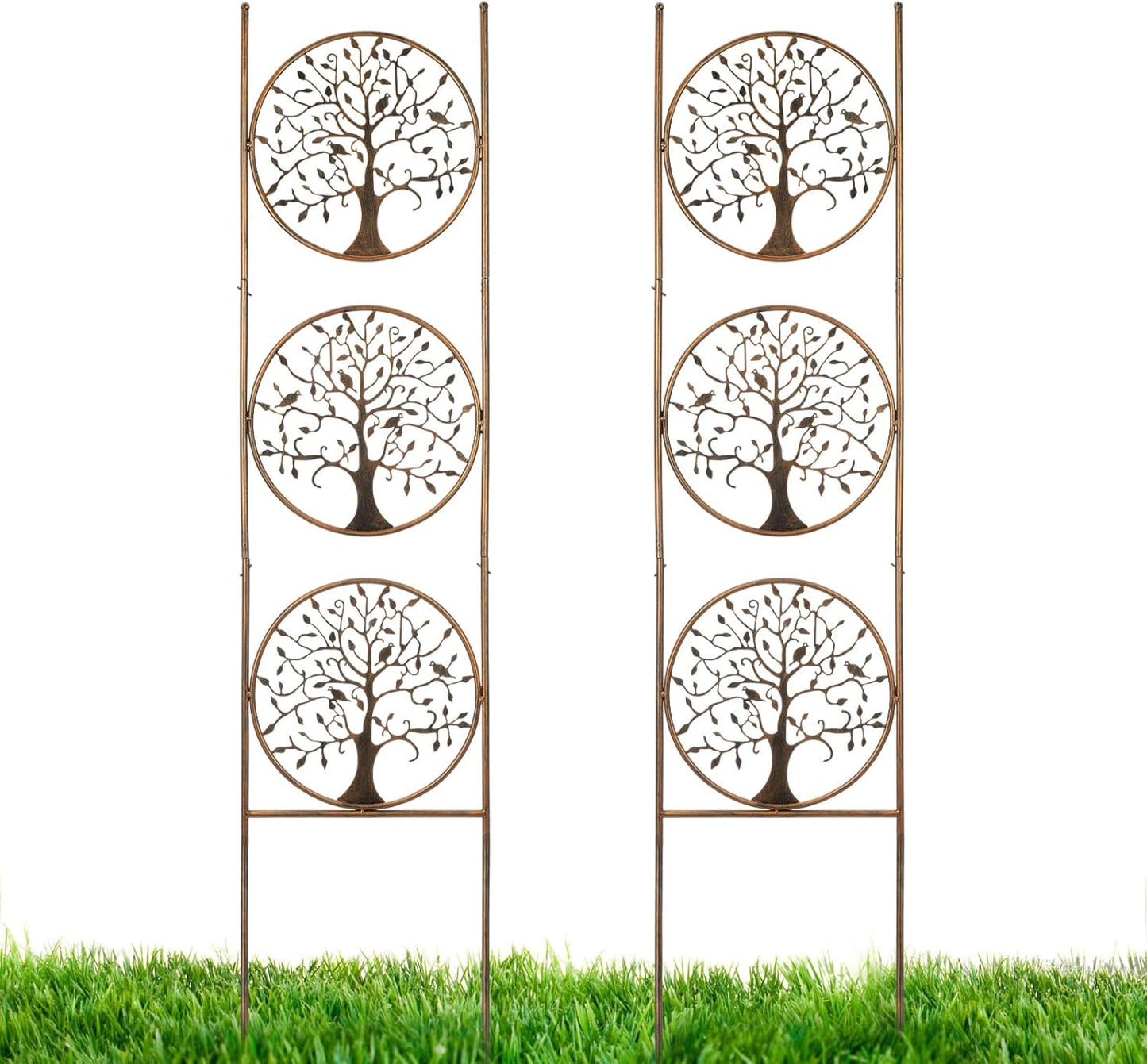 Set of 2 Tree in Life Metal Garden Trellis for Climbing Plants, Decorative Vegetables Flowers Vine Trellis for Outdoor Patio 55'' H x 12.4'' W