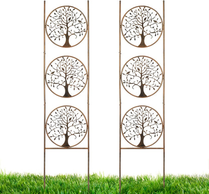 Set of 2 Tree in Life Metal Garden Trellis for Climbing Plants, Decorative Vegetables Flowers Vine Trellis for Outdoor Patio 55'' H x 12.4'' W