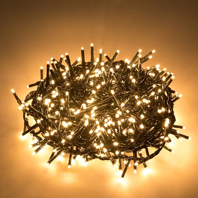 AWQ 500 LED 49ft Christmas Cluster Lights String Lights Decoration for Home Garden Wedding Party Xmas Tree Bedroom Indoor Outdoor Decor (Warm White)