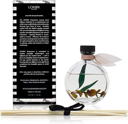 LOVSPA Reed Diffuser Set, Winter Woods Scented Oil Diffuser with Sticks, Home Fragrance Accessories for Bathroom Shelf Decor, Aroma Diffusers for Home or Office Desk, USA Made