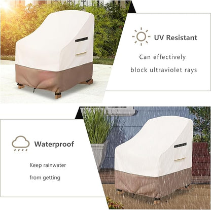 Adirondack Chair Covers Waterproof Patio Furniture Covers, 32W x 35D x 36H Inches Outdoor Chair Cover 2 Pack (Beige)