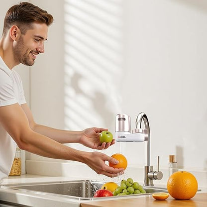 ANGEL CF30 Water Filter for Sink Faucet, Faucet Mount Water Filtration System, Reduces 98% Chlorine, Lead & Rust, SGS Tested, Easy Install, 350 Gallons Long-Lasting for Kitchen & Bathroom (Rose Gold)