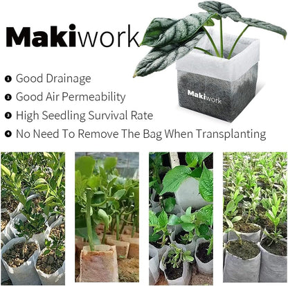 50 Pcs Non-Woven Plant Nursery Bags, Outdoor Plant Seeding Bags, Seedling Pots Container, Fabric Seedling Pots Plants Pouch, 11.02” x 11.02”/28x28cm