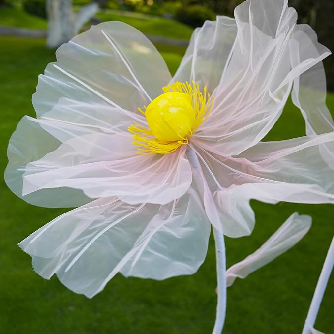 Giant Flowers for Decoration,3-Head Large Artificial Silk Flower with Standing Stems and Base for Party Banquet Wedding Reception Background Decor Home Decor (Pink Gradient)