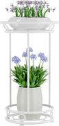Plant Stand Indoor Outdoor - Metal Planter Holder Shelf Tall Tiered Flower Pot Display Organizer Rack for Garden, Patio, Living Room, Bathroom, Office (White)