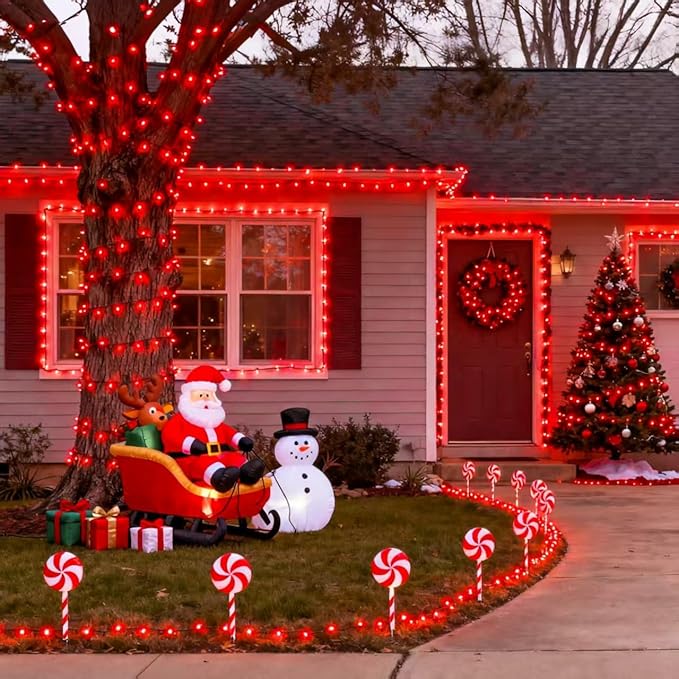 JMEXSUSS 500 LED Red Christmas Lights Outdoor, 173ft Red String Lights Plug in, Waterproof 8 Modes Christmas Light for Tree Party Xmas Holiday Decorations