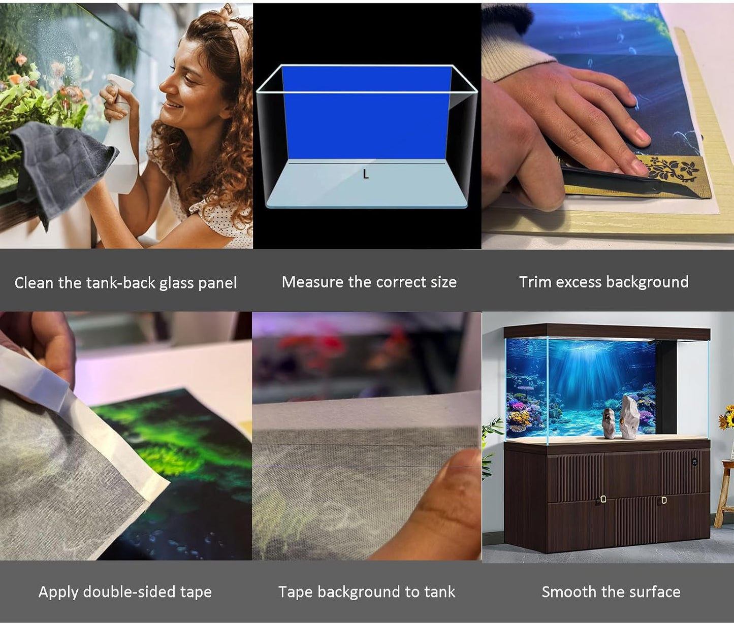 Aquarium Background Various Underwater Grass Plants Aquarium Backdrop Vivid and Fresh Green Aquatic Plants Stone River Bed and Dead Wood Yellow Stone Fish Tank Background 24x12in