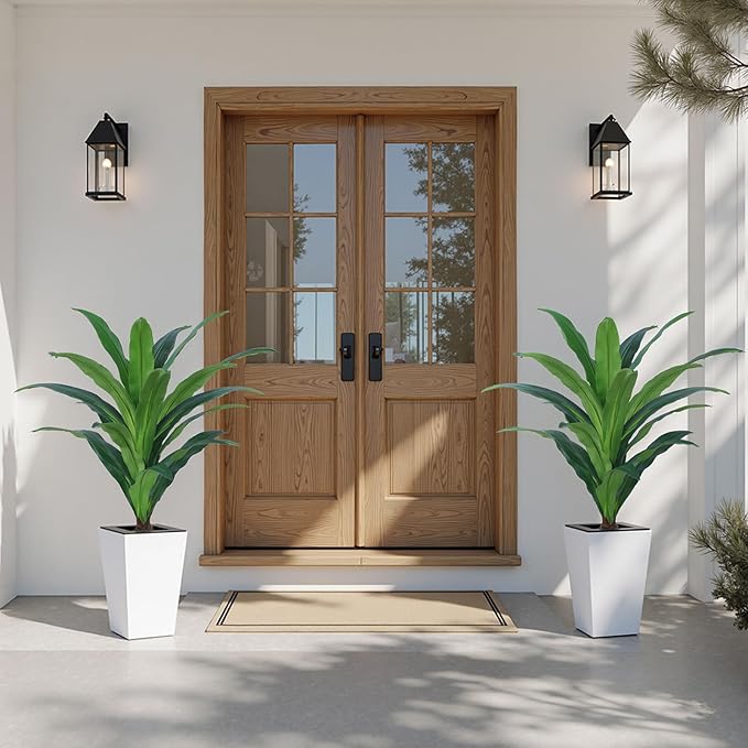 4FT Artificial Dracaena Tree with White Tall Planter-Tall Potted Faux Plants Indoor -Fake Floor Plant for Home Office Living Room Outdoor