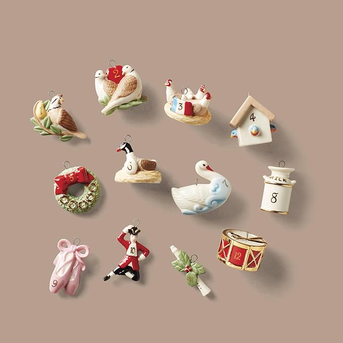 Lenox 878893 Twelve Days of Christmas Tree Ornament Set 12-Piece